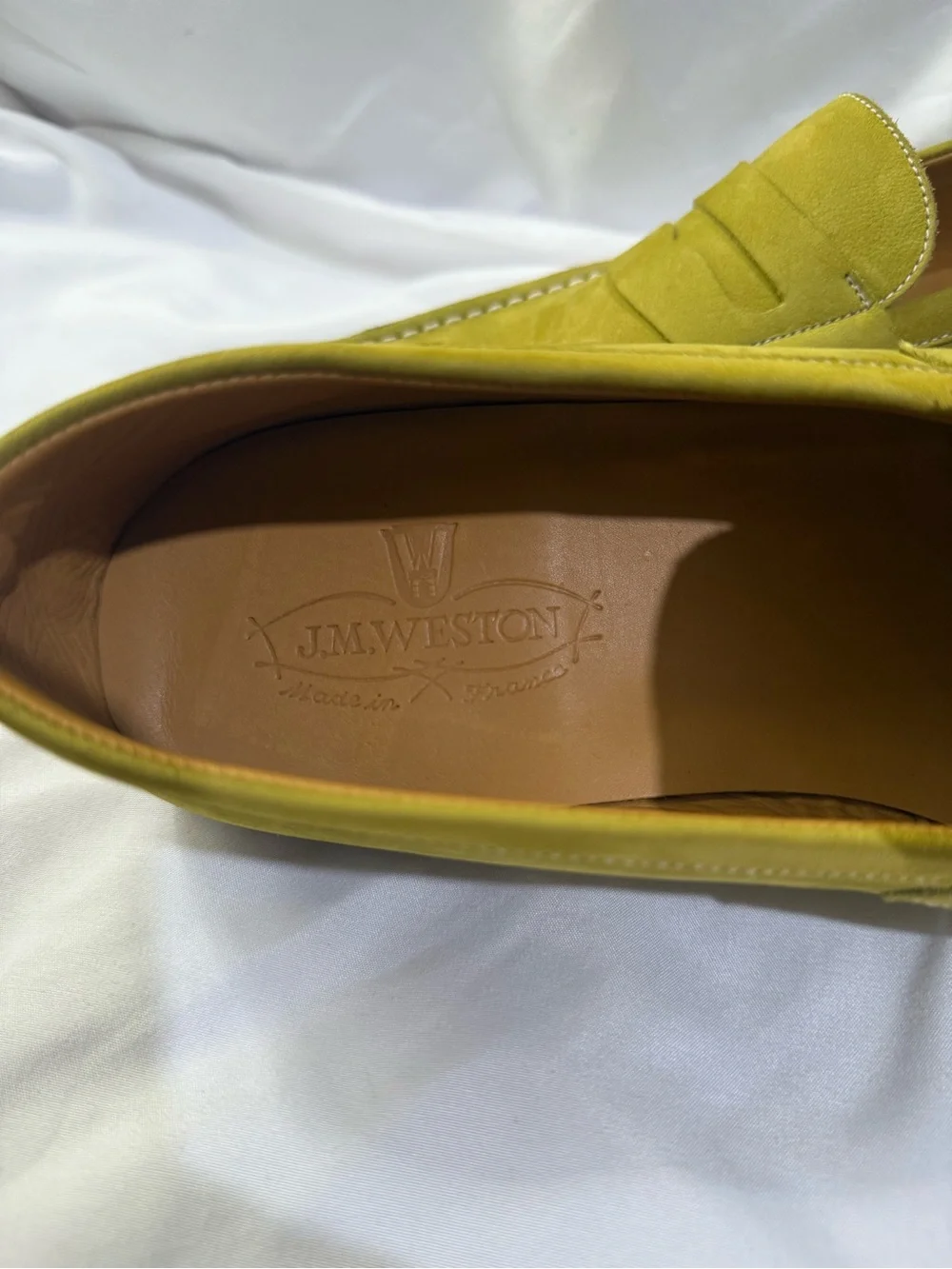 J.M. Weston 180 Green Suede Penny Loafer Almond Toe M/ US Size 9 French Size 8D